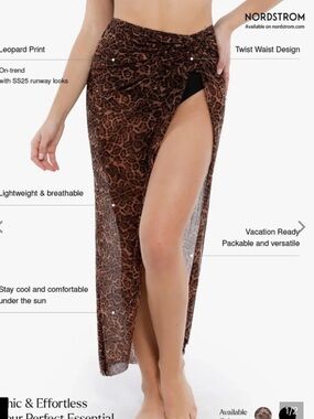 Popilush Leopard Print Twist skirt swim cover up